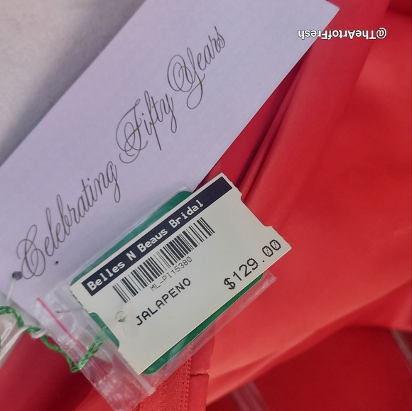 NWT Morilee Off the Shoulder Formal Orange Flounce Midi Formal Prom Dress - Picture 9 of 14